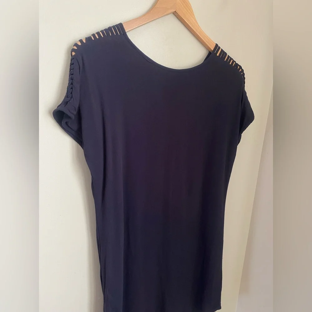 Gentle Fawn Navy Blue Braided Shoulder Slip Dress Size Small Coastal - Picture 4 of 11